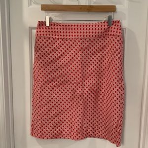 Talbots red and white pattern skirt